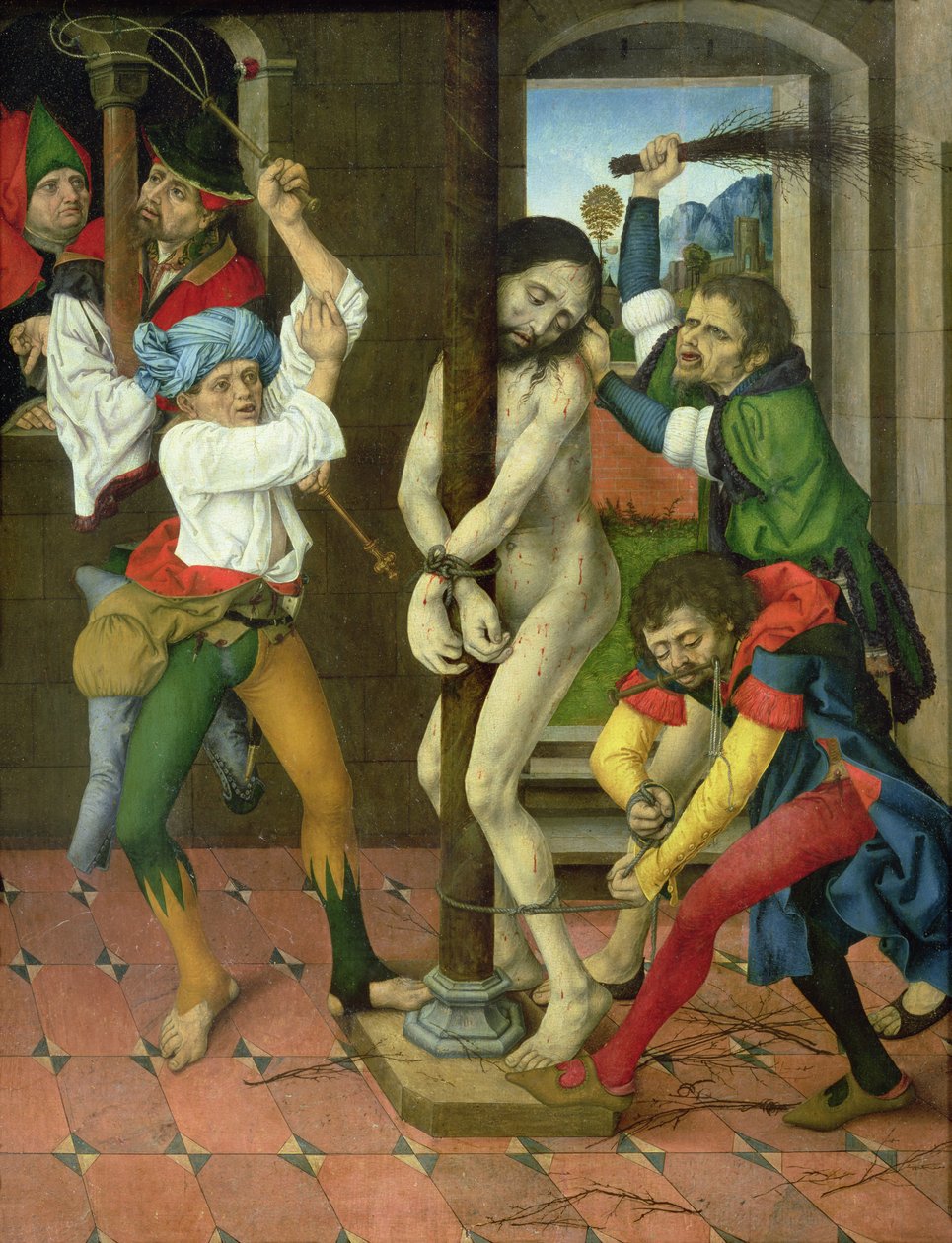 Krisztus lobogtatása, a Passió Oltárkép oldaltáblája (olaj a táblán) alkotó: Master of the Strache Altar