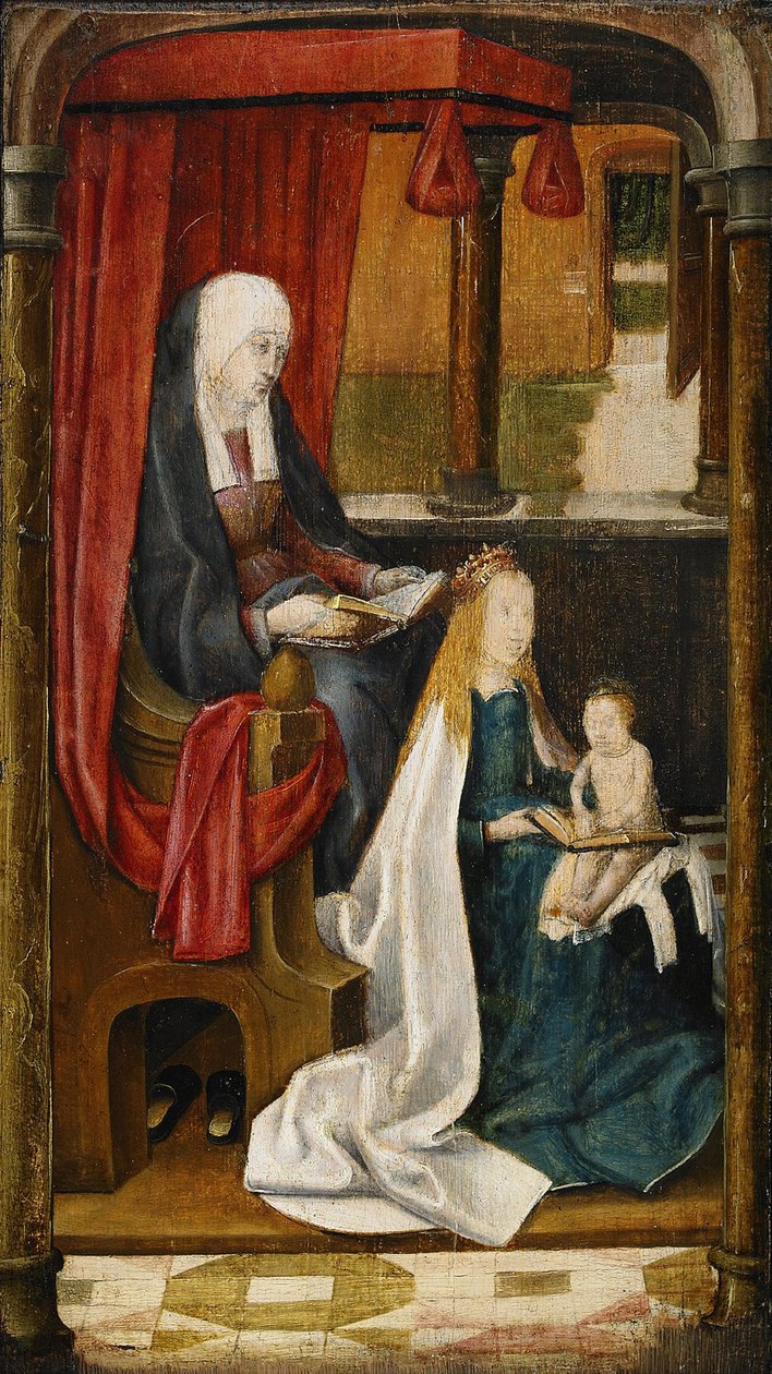 Madonna Krisztus olvasására tanítja a csecsemőt, 1480 alkotó: Master of the View of St. Gudule