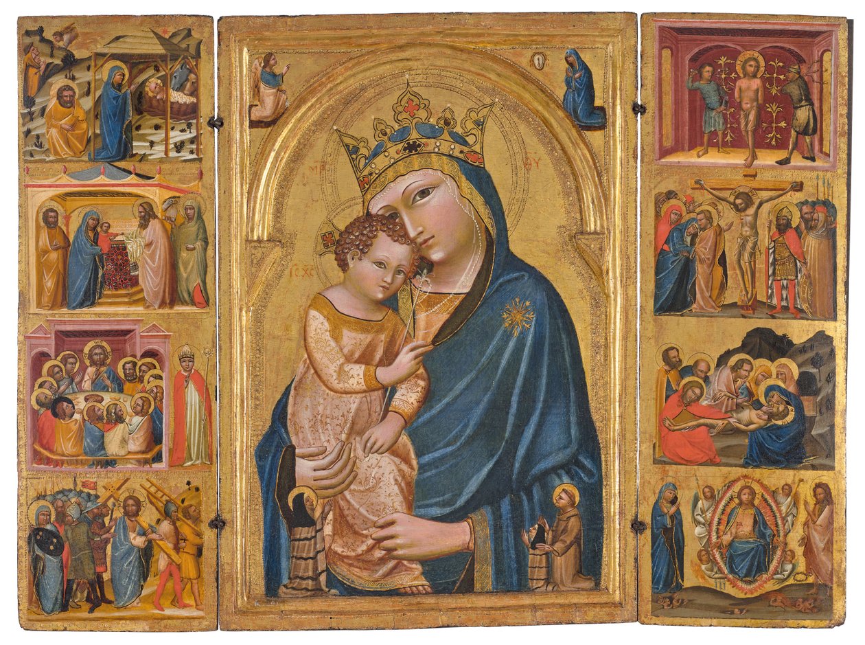 A Wallraf Triptichon c. 1360 (tempera és arany a panelen) alkotó: Master of the Wallraf Triptych