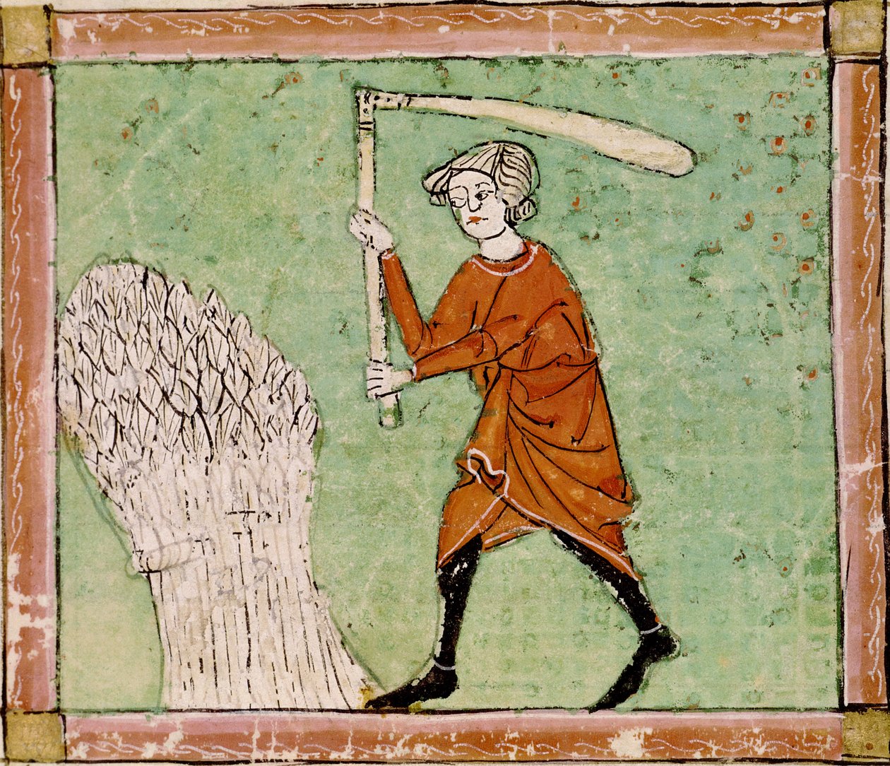 Fol.59r augusztus: Búza törése alkotó: Matfre Ermengaut
