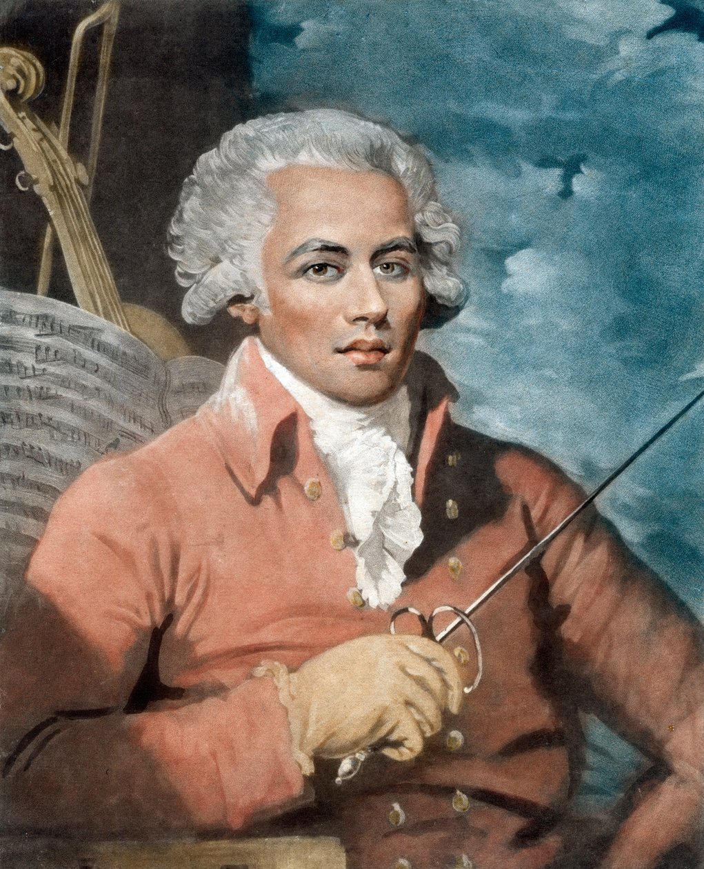 Joseph Boulogne (1748-99), Szent György lovagja; egy guadeloupe-i francia ültetvénytulajdonos és egy afrikai származású rabszolga, Nanon fia - Joseph Boulogne (1748-1799), Chevalier de Saint Georges (Saint-Georges) guadeloupe-i származású zeneszerző portré alkotó: Mather (after) Brown