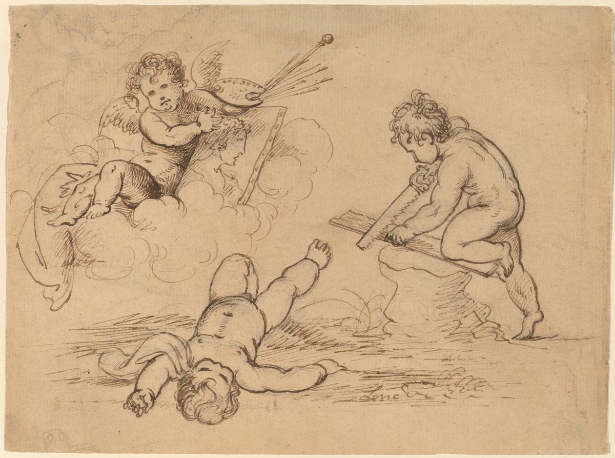 Allegória: Négy Putti alkotó: Mather Brown