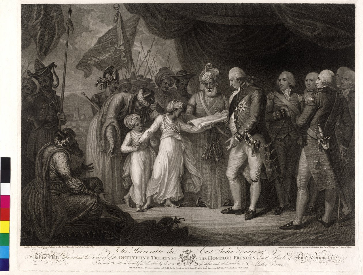 A fiai szultán Tipu nő Lord Cornwallis, mint túsz átadni alkotó: Mather Brown