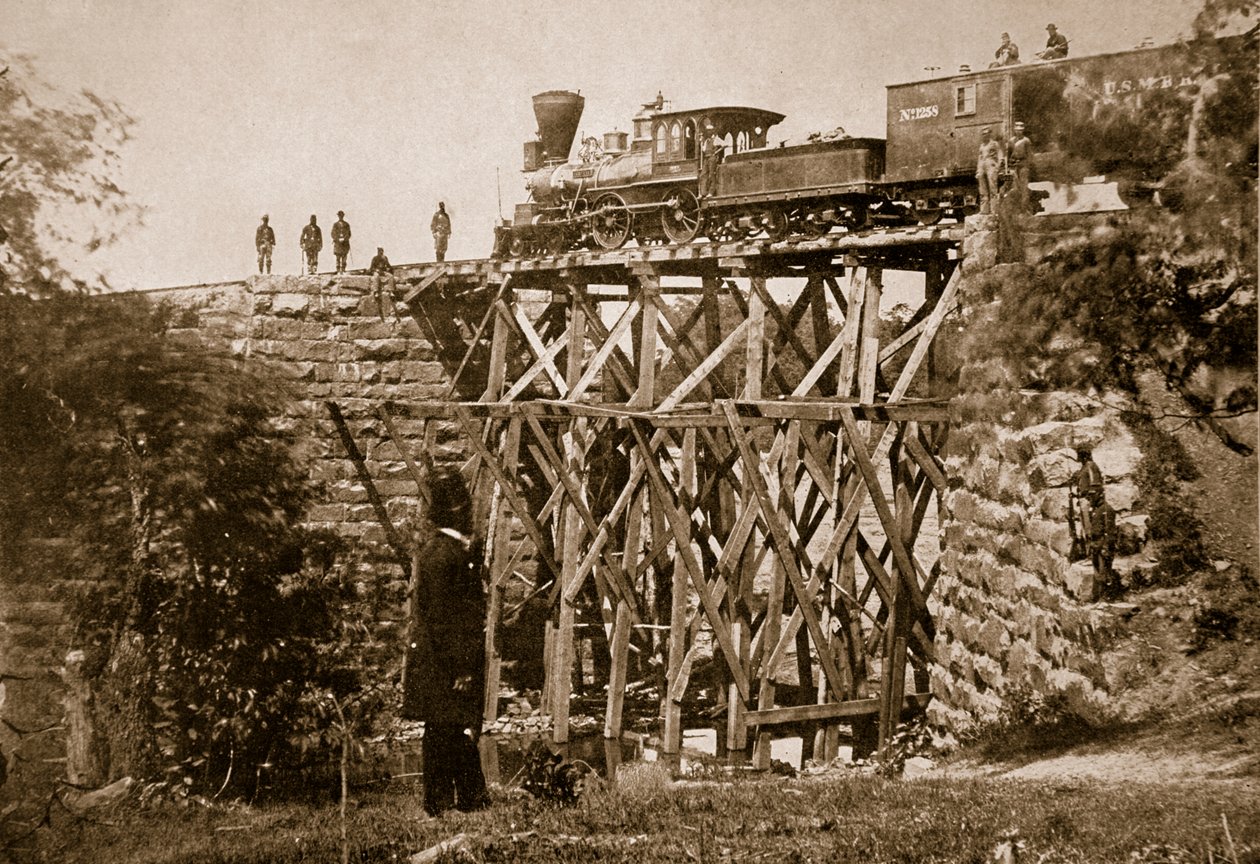 Csapatok által épített híd az Orange und Alexandria Rail Roadon, 1861-65 alkotó: Mathew B. Brady