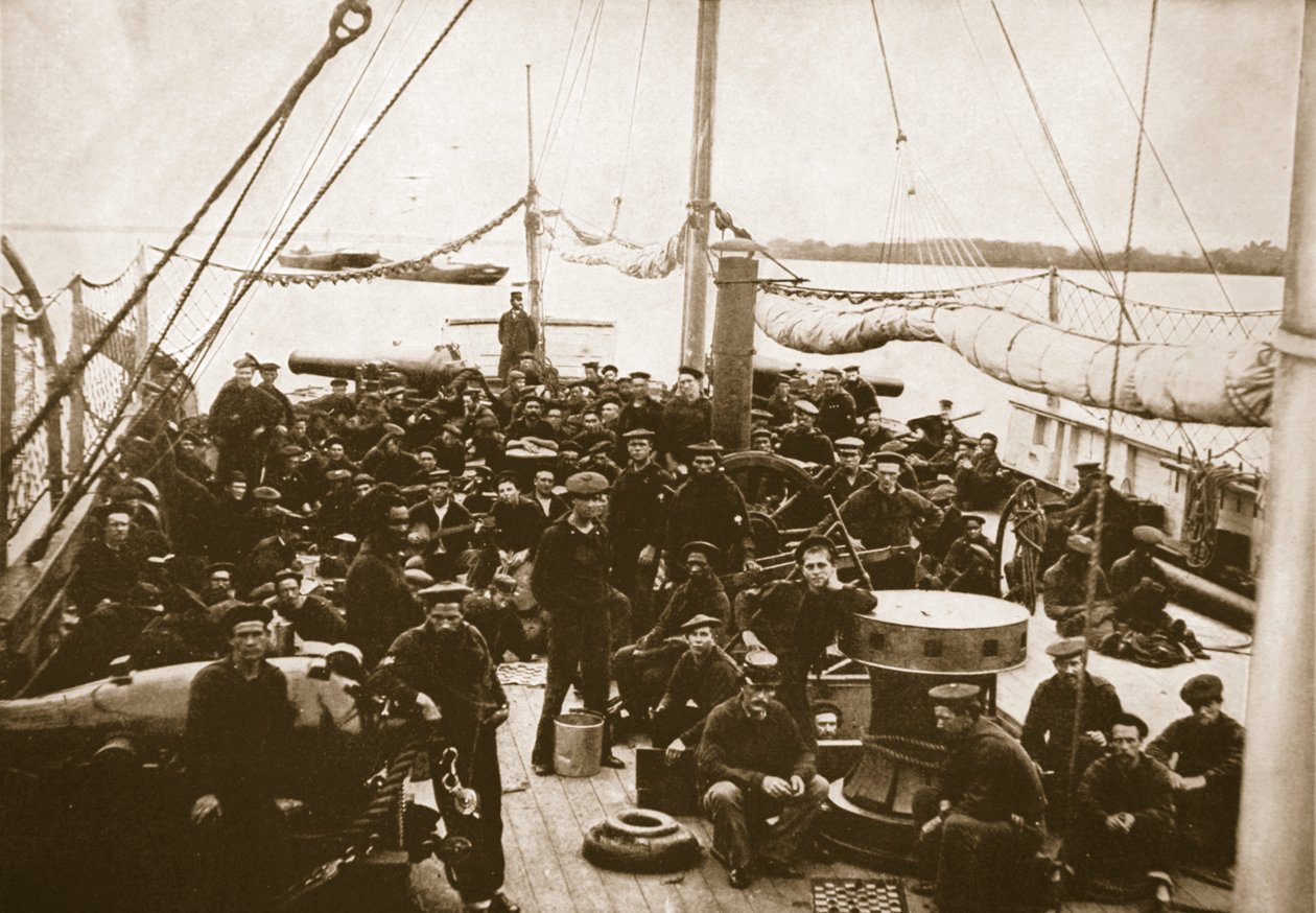 Gunboat és legénység fedélzete, 1861-65 alkotó: Mathew B. Brady