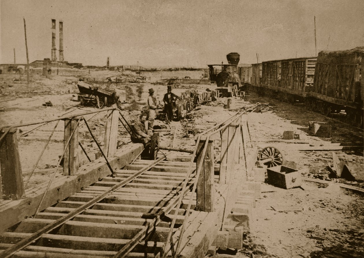 A vasúti út megsemmisítése Manassasban, 1861-62 alkotó: Mathew B. Brady