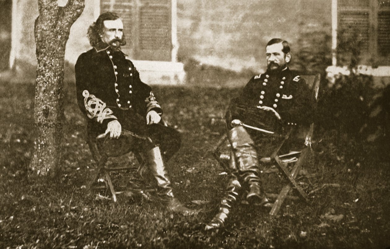 George A. Custer tábornok és Alfred Pleasonton tábornok, 1861-65 alkotó: Mathew B. Brady