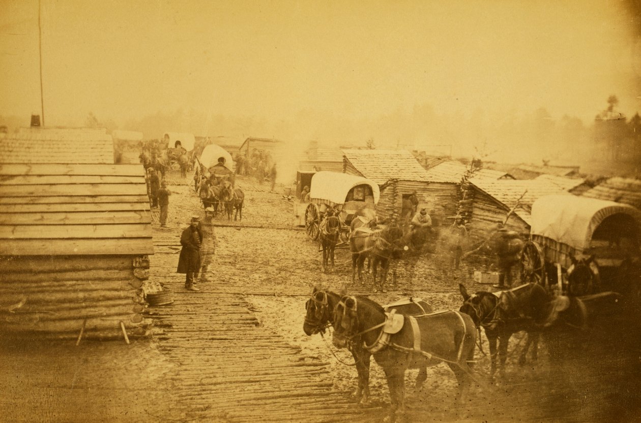Az Unió erőinek tábora Centreville-ben, Virginia államban, 1861 és 1862 telén (szépia fotó) alkotó: Mathew B. Brady