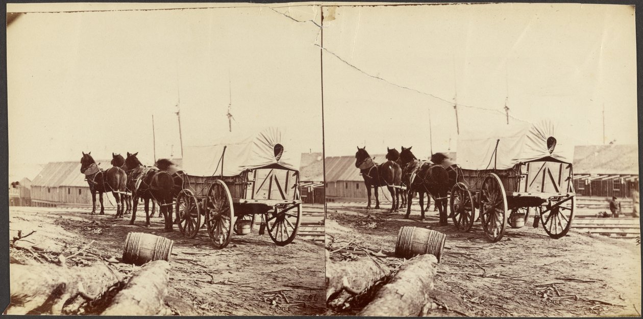 A hadsereg teherkocsija ellátmányért indul a City Point-i ellátmányraktárba alkotó: Mathew B. Brady