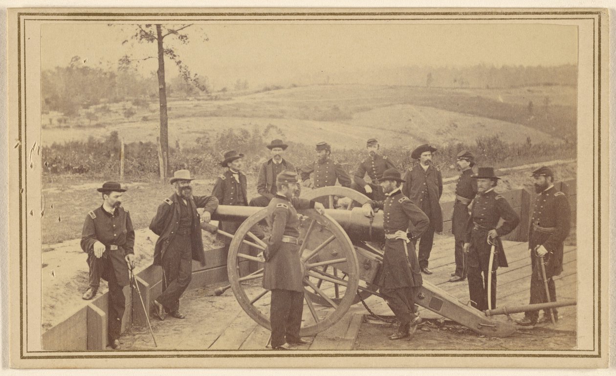 Sherman tábornok és törzskara Atlanta előtt, 1864. július 19. alkotó: Mathew B. Brady