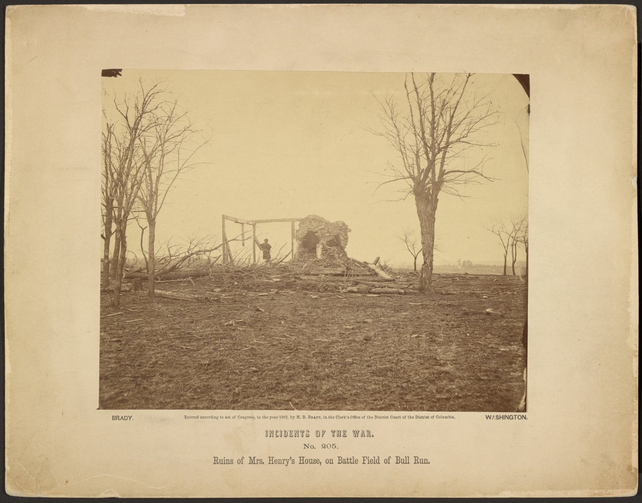 Mrs. Henry házának romjai a Bull Run-i csatamezőn alkotó: Mathew B. Brady