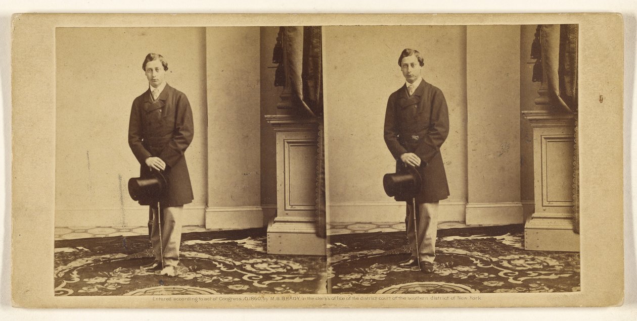 [Azonosítatlan fiatal férfi állva, cilinderrel és sétabottal] alkotó: Mathew B. Brady