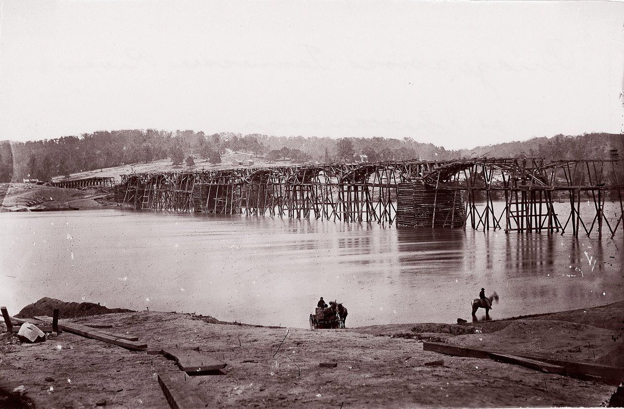 Híd a Tennessee folyón keresztül Chattanoogában, kb. 1864. alkotó: Mathew Brady
