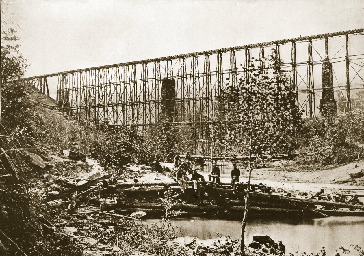 Falling Water Bridge, Nashville and Chattanooga Railroad, 1861-65 alkotó: Mathew B. Brady
