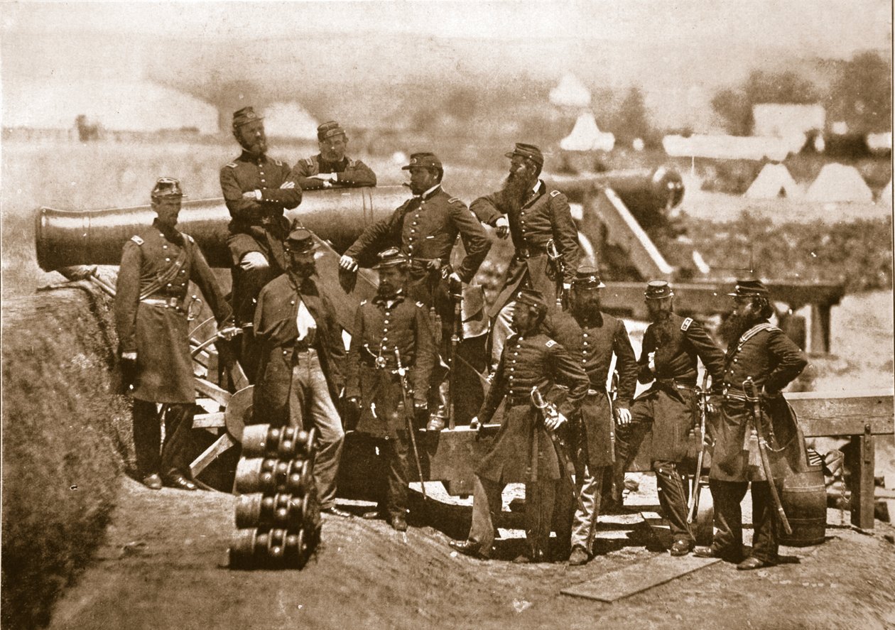 Corcoran tábornok (bal szélső) és a 69. New York-i önkéntesek tisztjei, 1861-65 alkotó: Mathew B. Brady