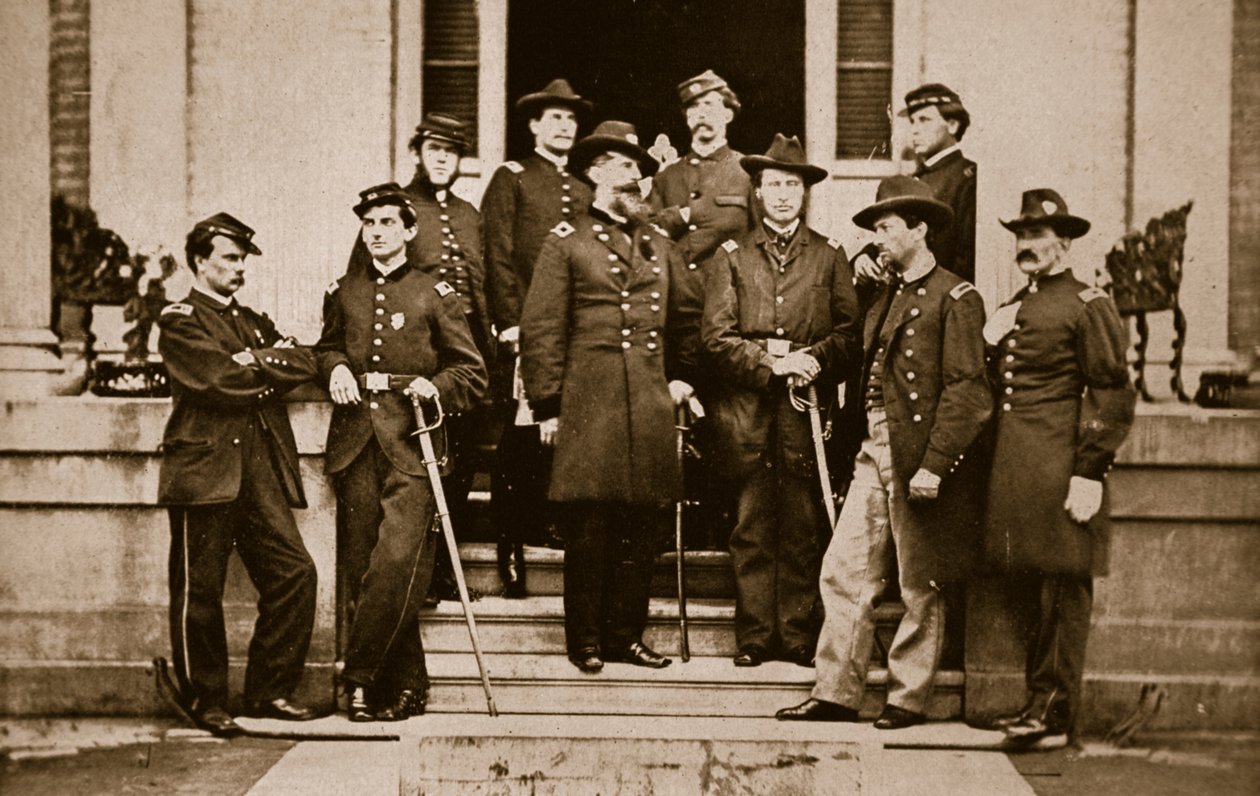 O. B. Wilcox tábornok és személyzet, 1861-65 alkotó: Mathew B. Brady