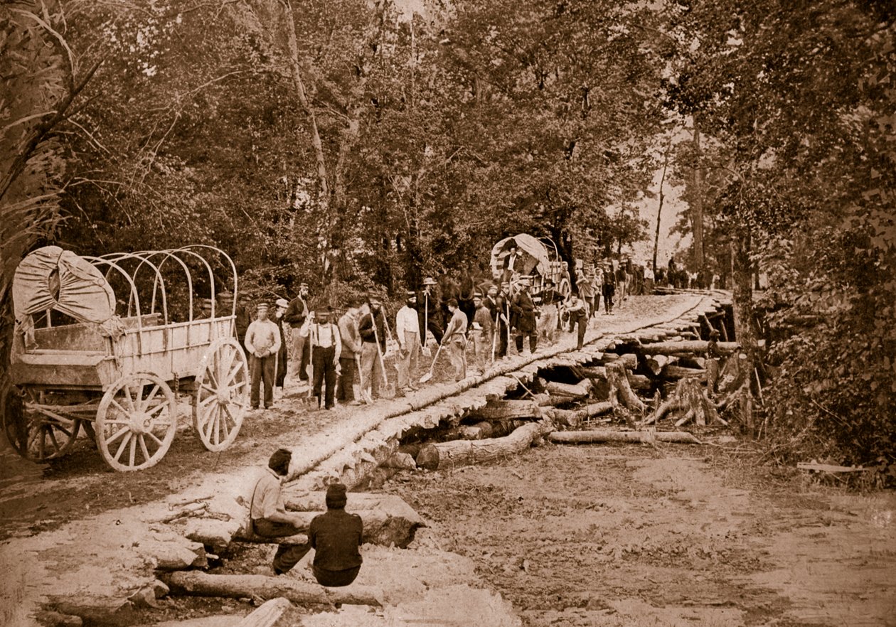 Szőlőszőlő-híd, amelyet amerikai mérnökök építettek, 1861-65 alkotó: Mathew B. Brady