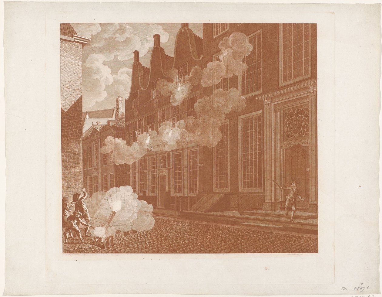 Lucas van Steveninck házának ágyúzása, 1787 alkotó: Mathias de Sallieth