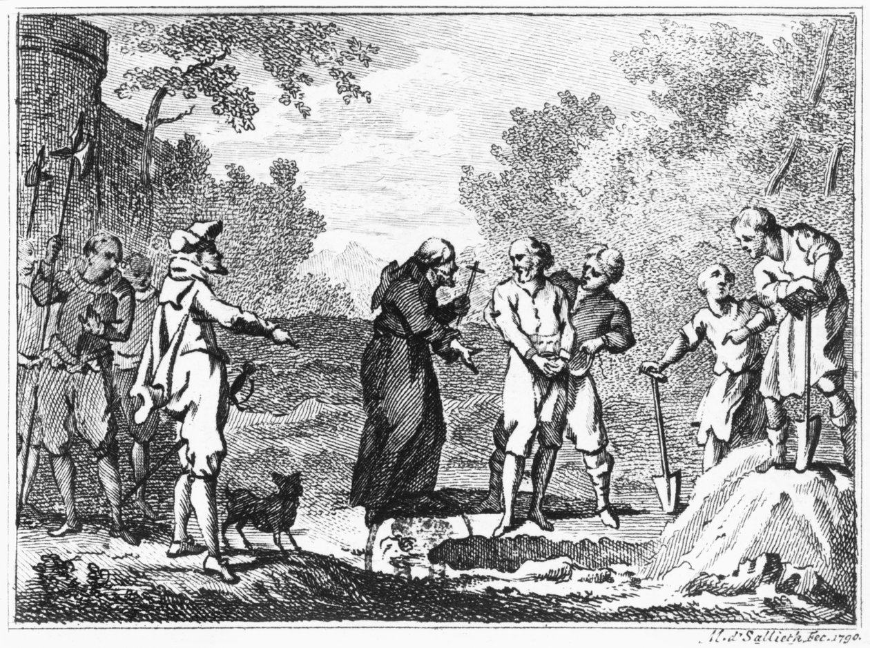Flamand protestánsok kivégzése spanyol katolikusok által, 1790 alkotó: Mathias de Sallieth