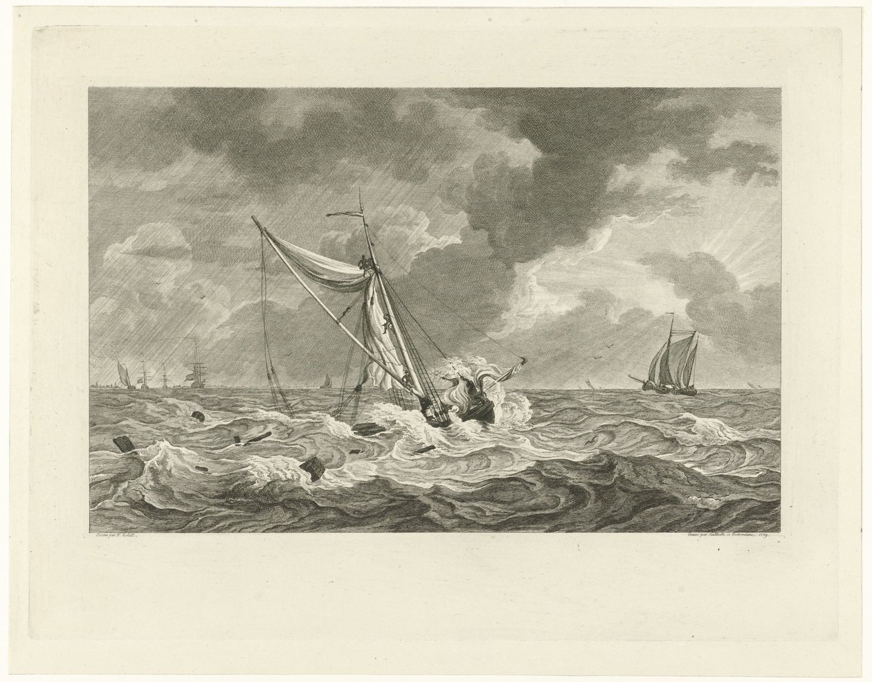 Klaas Ringels kapitány rakparti strandjai Texel közelében, 1778 alkotó: Mathias de Sallieth