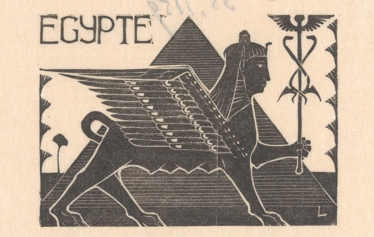 Szfinx és piramis Egyiptom (cím a tárgyon) alkotó: Mathieu Lauweriks