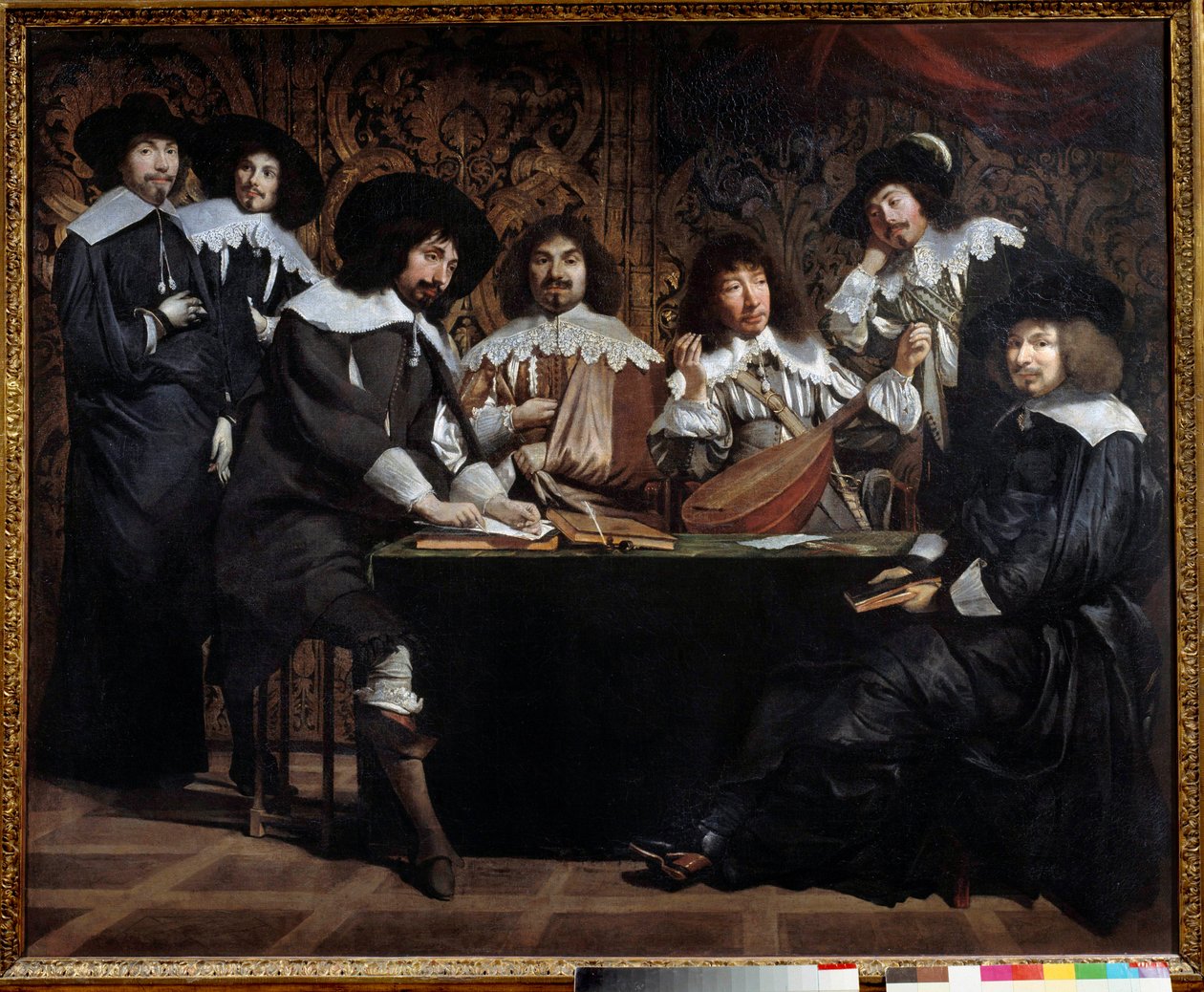 Amatőr találkozók vagy akadémia Művészek és értelmiségiek találkozója. Mathieu Le Nain (Lenain) festménye (1607-1677) 17. század V. 1,16x1,46 m párizsi Louvre múzeum alkotó: Mathieu Le Nain