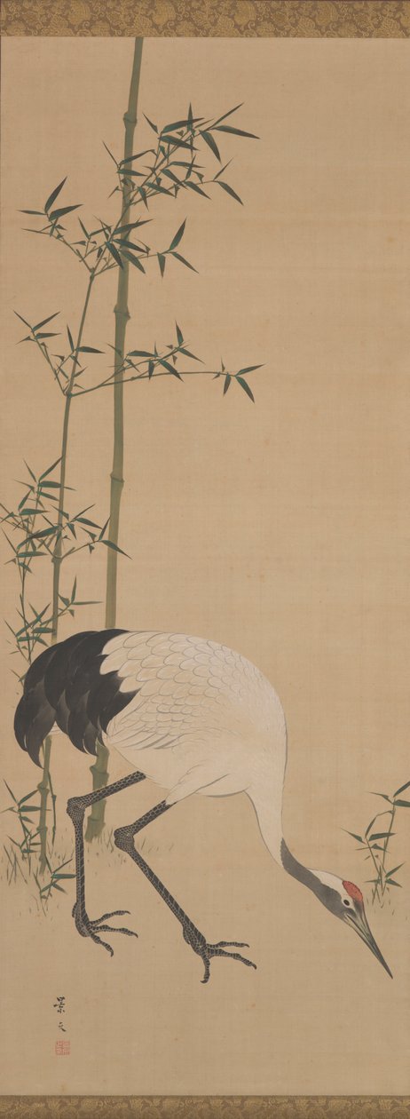 Daruk, bambusz és fenyő, Edo-korszak (tinta és vizes színek selyemen) alkotó: Matsumura Keibun
