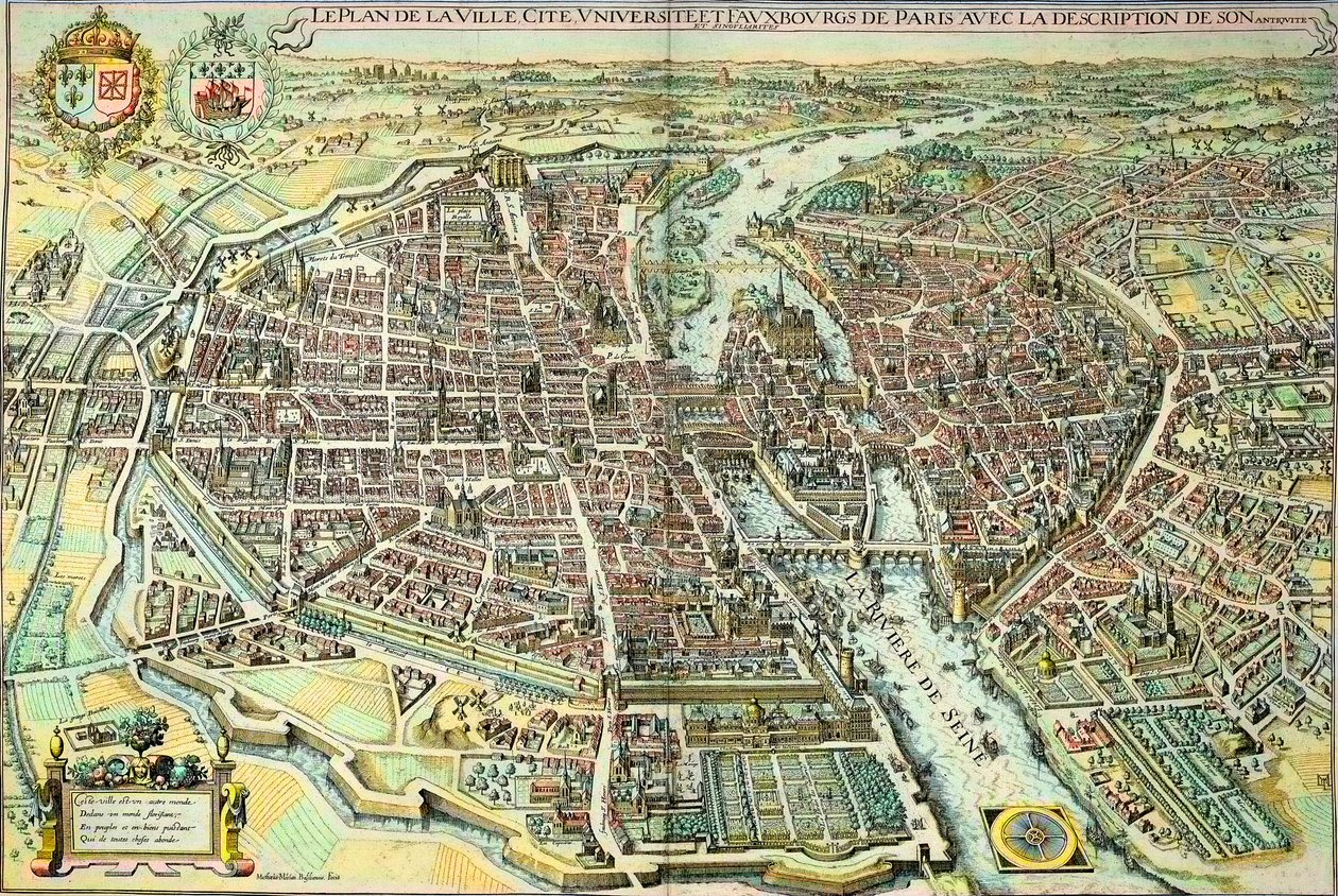 Párizs terve 1615-ben. Mathieu Merian metszete alkotó: Mattaus the Younger Merian