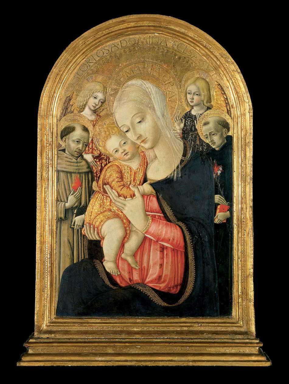 Madonna és gyermek angyalokkal és szentekkel alkotó: Matteo de Giovanni