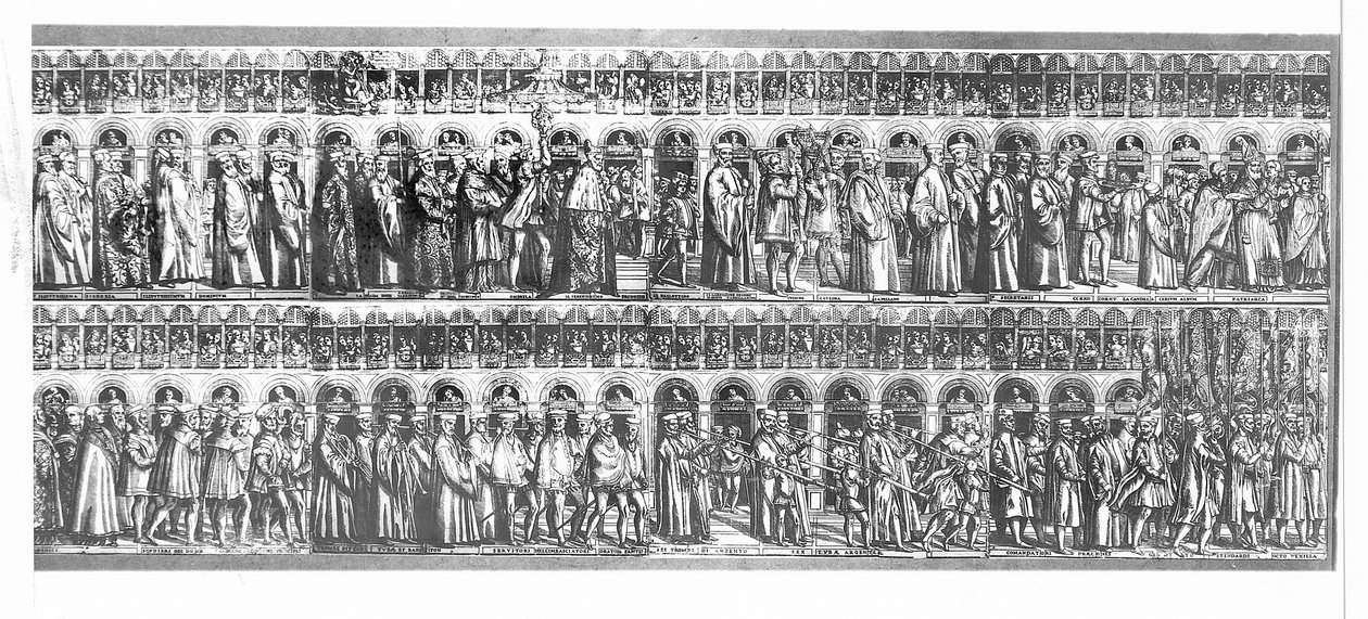 A dózse és a velencei tisztviselők körmenete, 1555-60 körül alkotó: Matteo Pagani