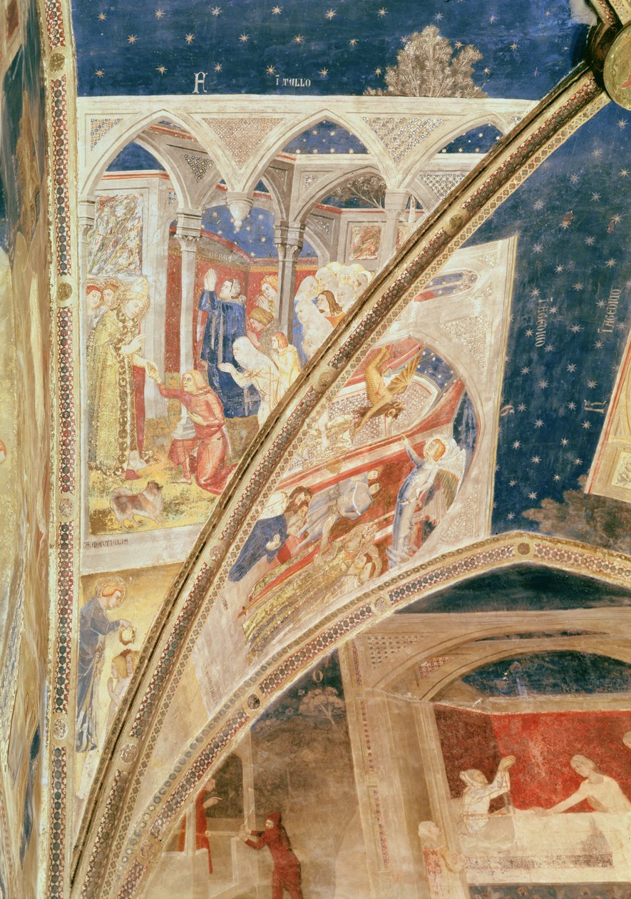 Nerva fiának, Tulle urának feltámadása, a Tinel-kápolna mennyezetéről készült részlet Szent Mártiális életéből, 1344-45 alkotó: Matteo di Giovanetto da Viterbo