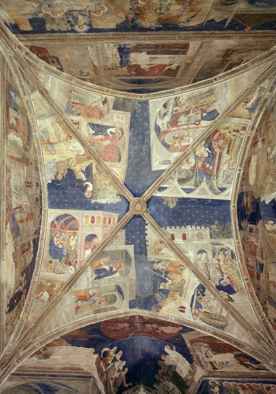 Kilátás a Tinel-kápolna mennyezetére, jelenetekkel St. Martial életéből, 1344-45 alkotó: Matteo di Giovanetto da Viterbo
