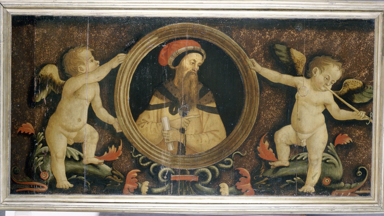 Férfiportré puttival, 1510-15 körül (tempera fenyőn) alkotó: Matteo di Giuliano di Lorenzo Balducci