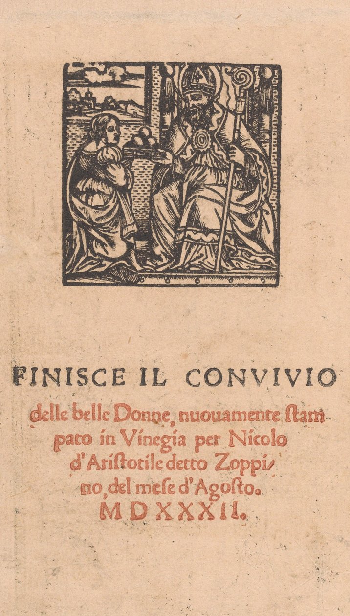 Convivio delle Belle Donne, 22. oldal verso, 1532. augusztus, 1532. augusztus. alkotó: Matteo da Treviso