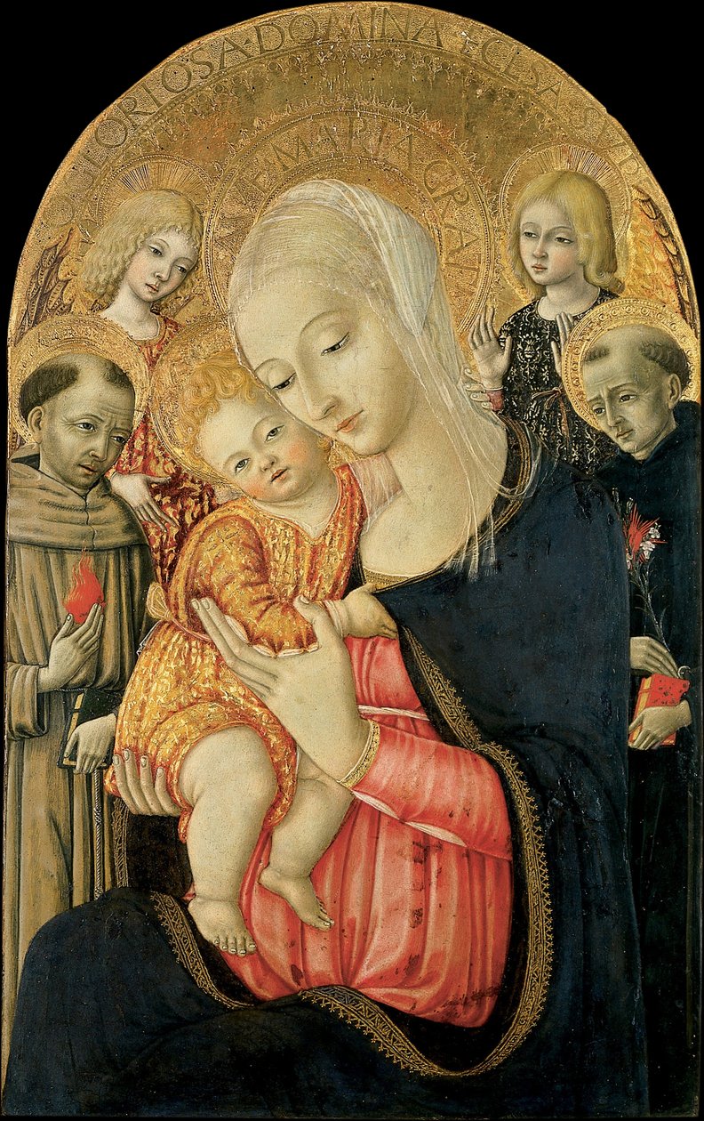 Madonna és gyermeke angyalokkal és szentekkel alkotó: Matteo de Giovanni