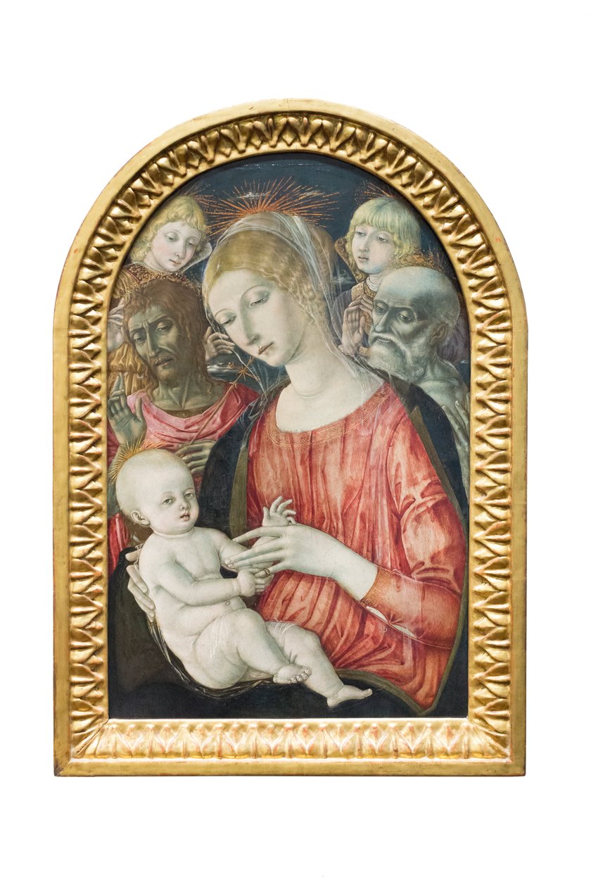 Madonna és gyermeke angyalokkal, Keresztelő Szent Jánossal és Szent Jeromossal alkotó: Matteo di (c.1430 95) Giovanni