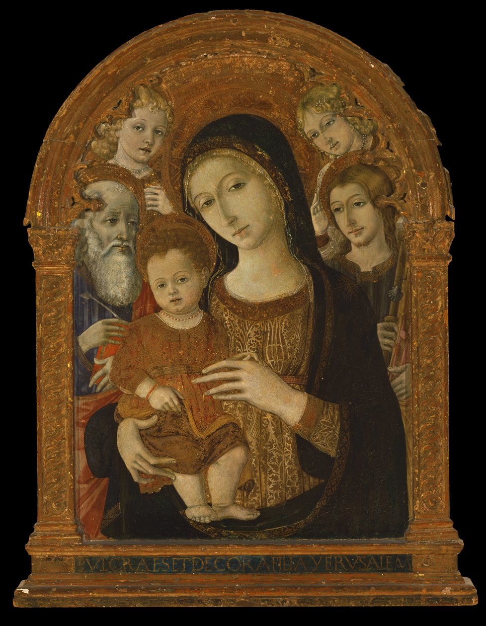 A Szűz és a Gyermek Szent János evangélista, Jakab és két angyal között, 1480-1490 körül (tempera és olaj, tábla) alkotó: Matteo di (c.1430 95) Giovanni