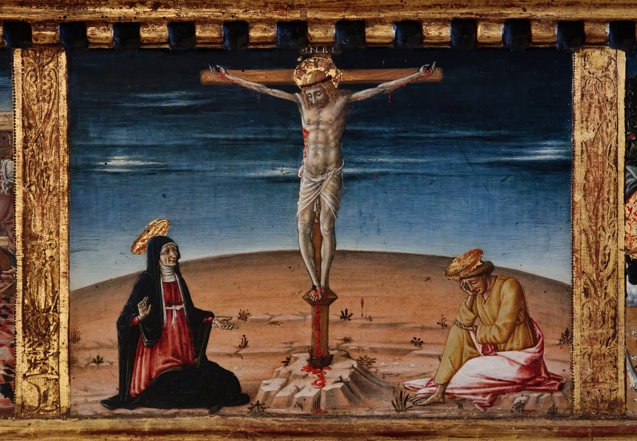 Madonna és gyermeke Szent Jakab, Augustinus, Bernardinus és Margit szentekkel, a 14. század első évtizedei (tempera, tábla) alkotó: Matteo di (c.1430 95) Giovanni
