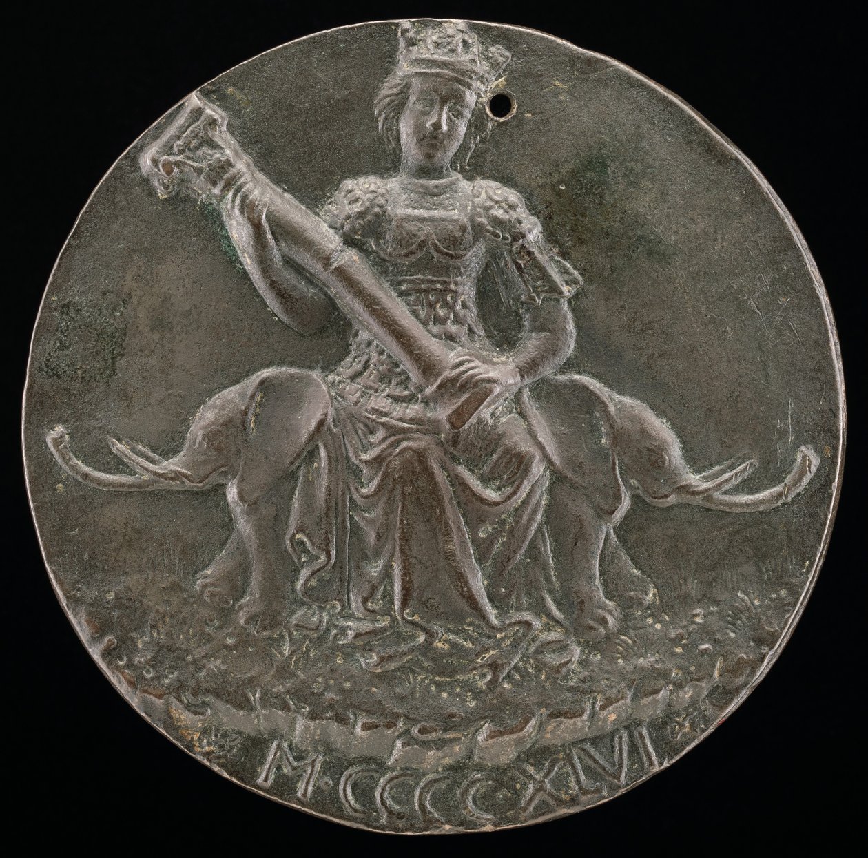 A Fortitude egy törött oszlopot tart [hátra], 1446. alkotó: Matteo di Andrea de Pasti