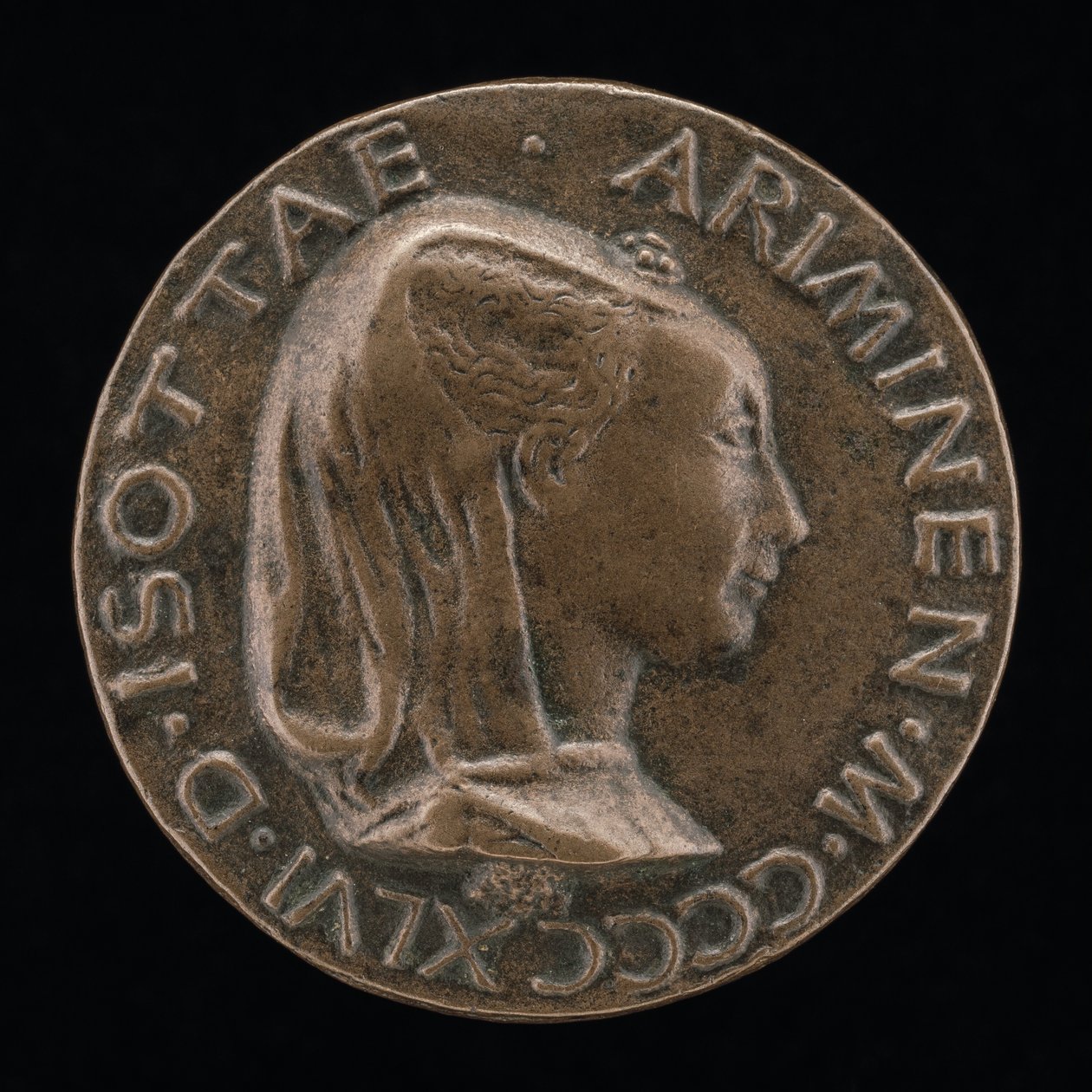 Isotta degli Atti, 14321433-1474, úrnője 1446, majd felesége 1453 után, Sigismondo Malatesta [obv alkotó: Matteo di Andrea de Pasti