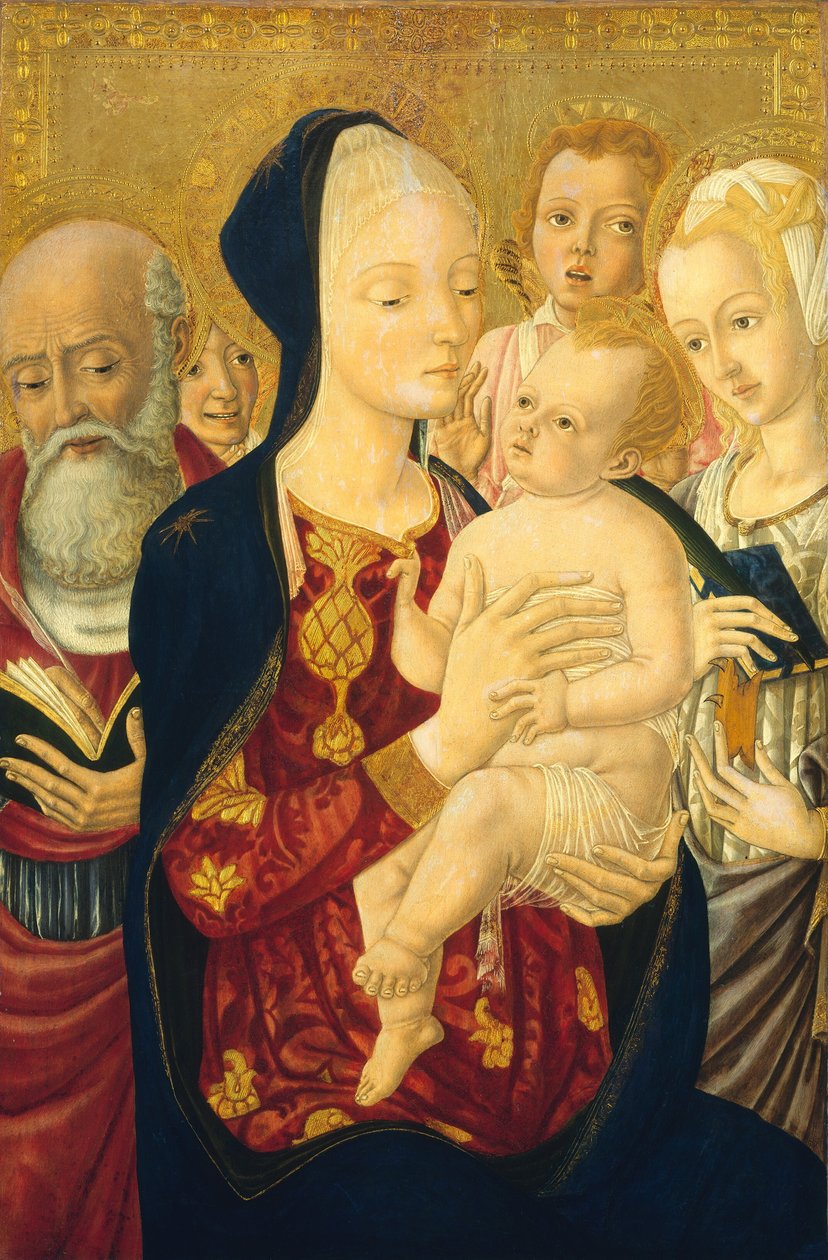 Madonna és gyermeke Szent Jeromossal, Alexandriai Szent Katalinnal és angyalokkal alkotó: Matteo di Giovanni