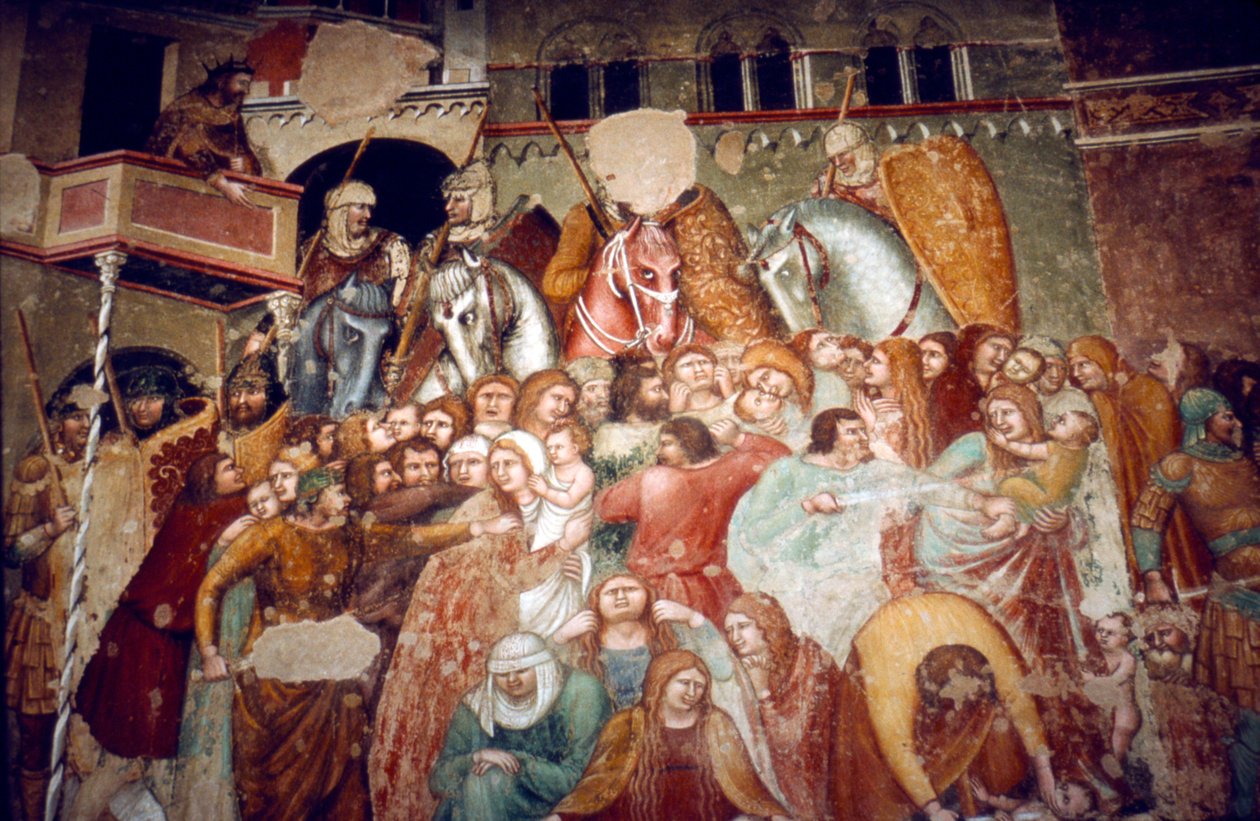 Ártatlanok mészárlása, freskó a Santi Agostino templomban, Siena, 1482 alkotó: Matteo di Giovanni