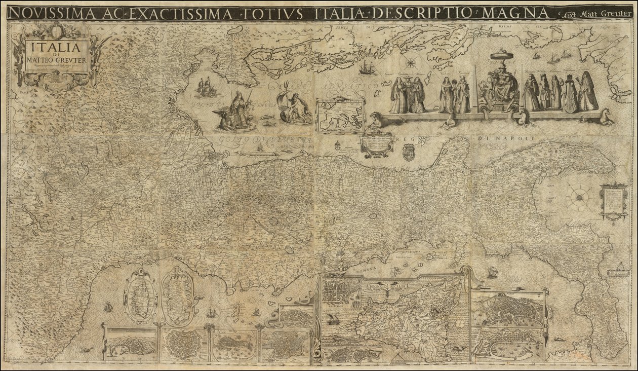 Matthaeus Greuter 1630-as Olaszország térképe, 1657-ben Stefano Scolari kiadta. alkotó: Matthaus Greuter