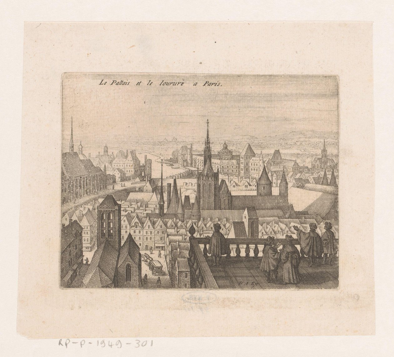Arc Párizsban Le Palais et le louvre a Paris (cím a tárgyon) Hét francia táj és városkép (sorozat címe) alkotó: Matthäus Merian (I)