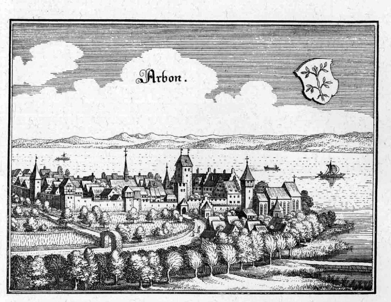 Arbon - részlet a Topographia Sueviae (Schwaben) című kötetből alkotó: Matthaus Merian