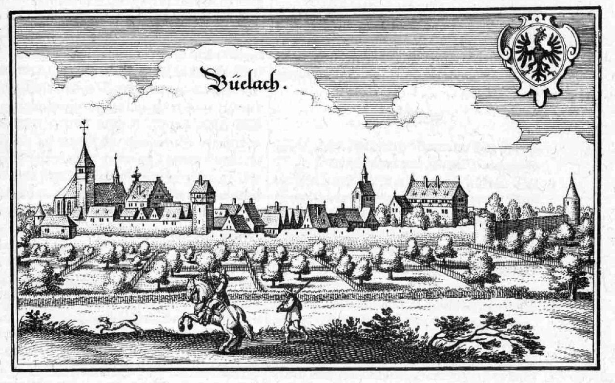 Büelach - részlet a Topographia Sueviae (Schwaben) című kötetből alkotó: Matthaus Merian