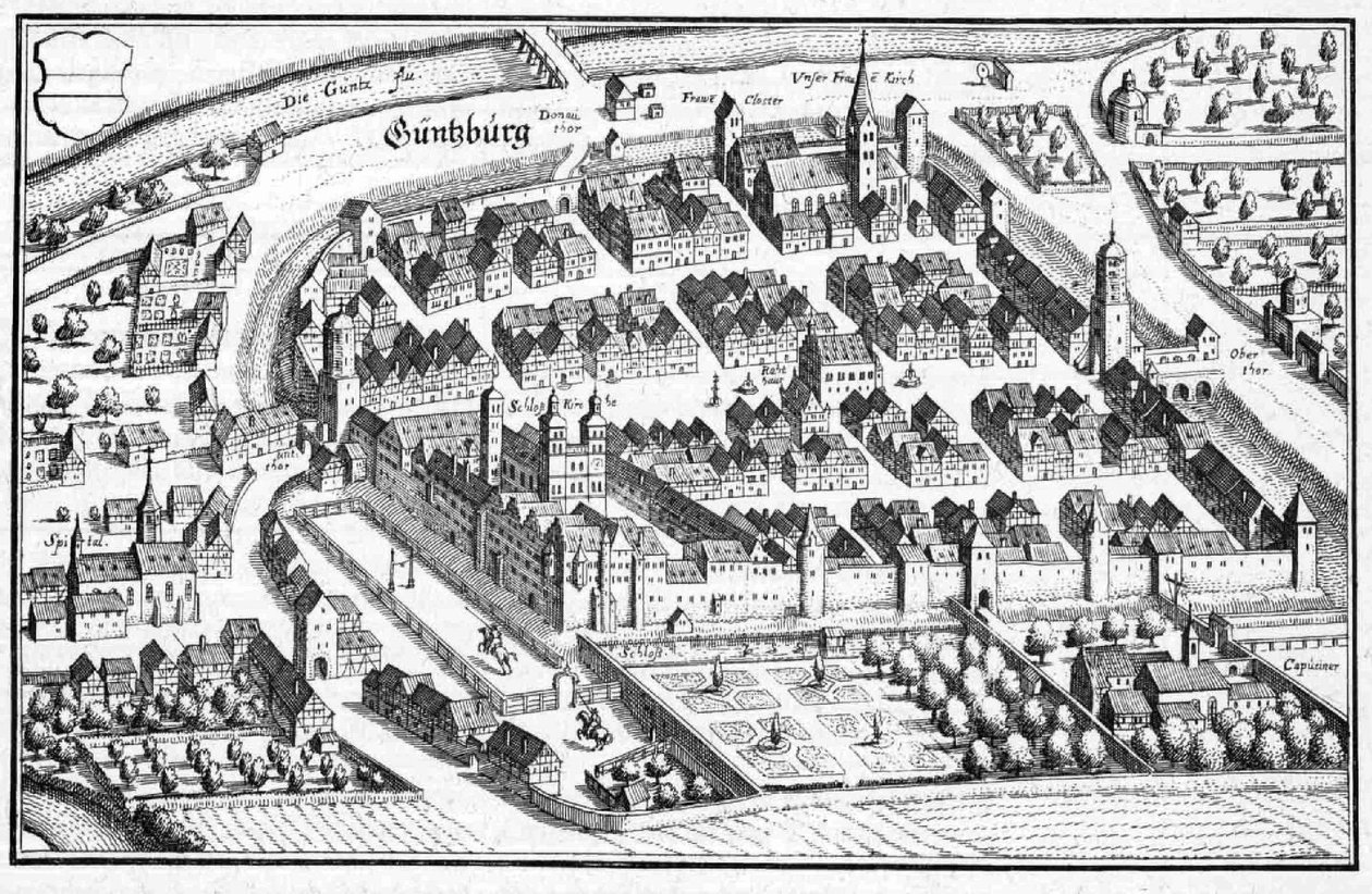 Güntzburg - részlet a Topographia Sueviae (Svábföld) című kötetből alkotó: Matthaus Merian