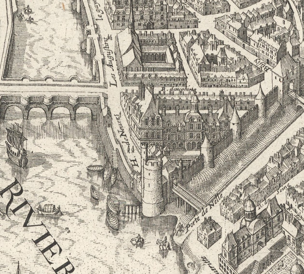 Hôtel de Nevers Párizs 1615-ös Merian tervén - David Rumsey alkotó: Matthaus Merian