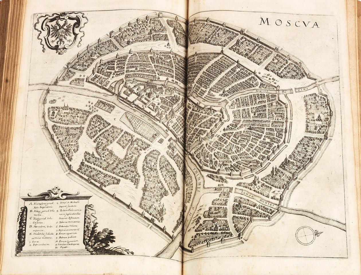 Map of Moscow. From: Newe Archontologia cosmica by Johann Ludwig Gottfried, 1646.  alkotó: Matthaus the Elder Merian