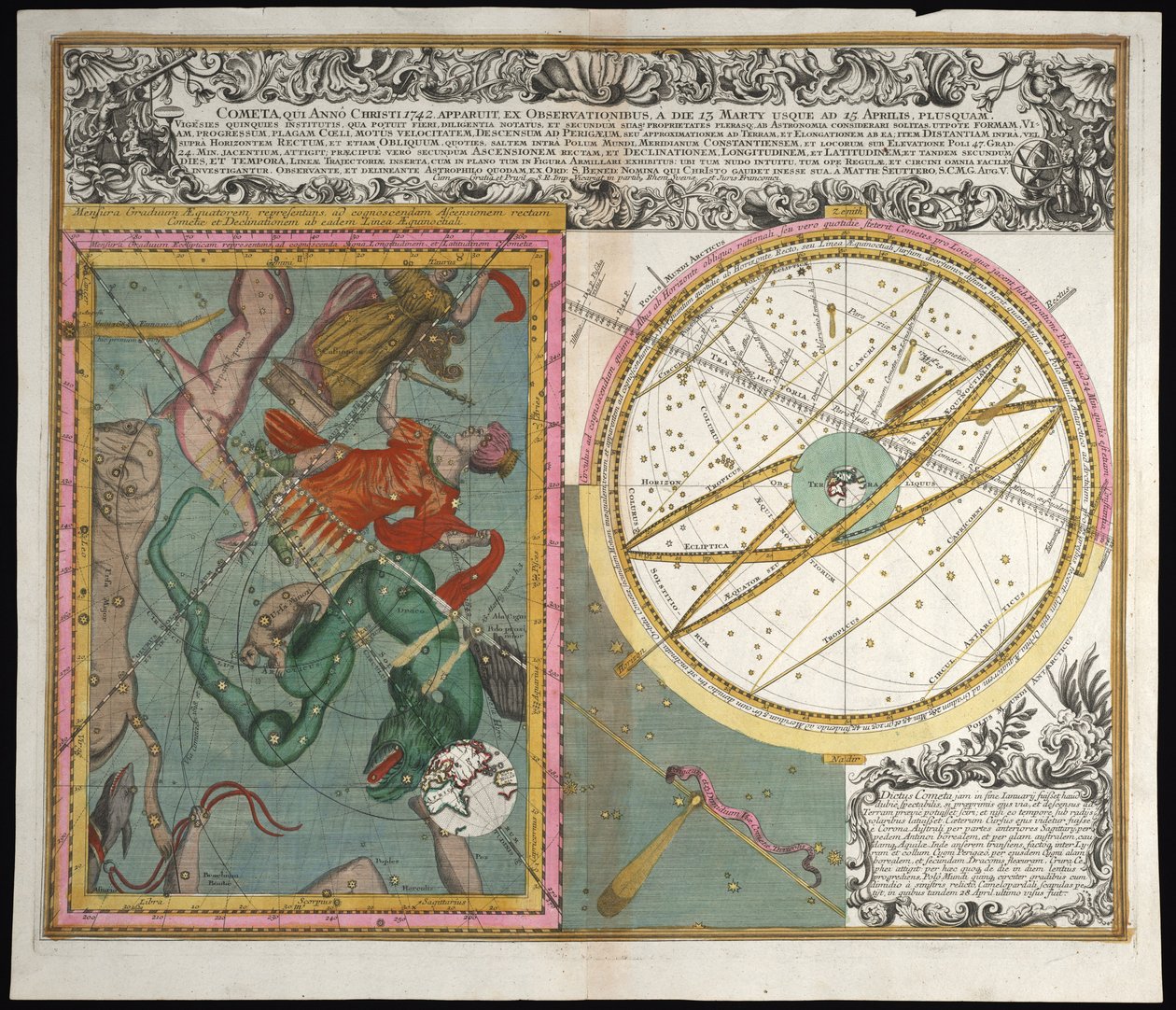 Üstökös, itt anno Christi, 1742 alkotó: Matthaeus Seutter